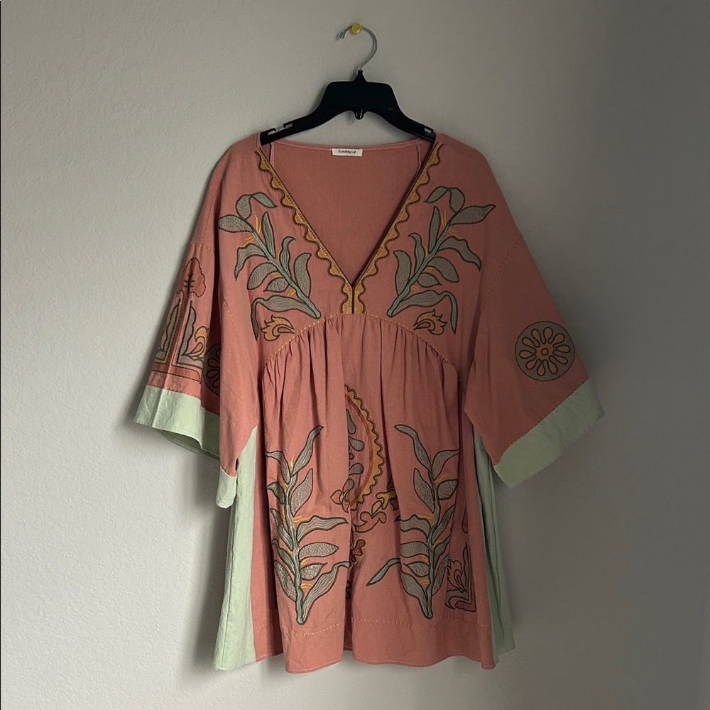 Sunday Pink and Green Mini Dress
